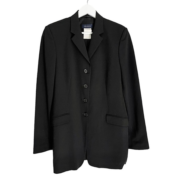Piazza Sempione Wool Blend Women’s 4‎ Button Blazer Jacket Black Size 44 or 8 - Picture 1 of 8